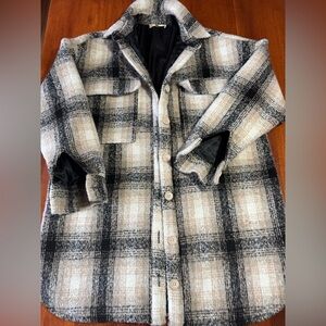 Altar'd State Black and Cream Plaid Shacket